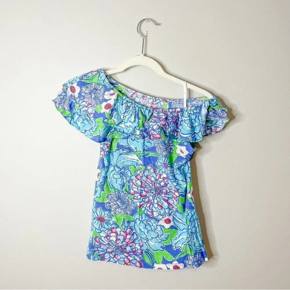 Lilly Pulitzer Worth Blue May Flowers Wynne Top - Picture 2 of 8
